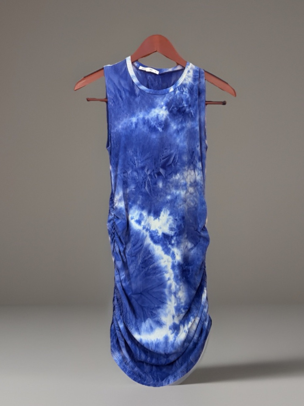 Antistar Blue Tie Dye Ruched Mini Dress- Bodycon- Size Large